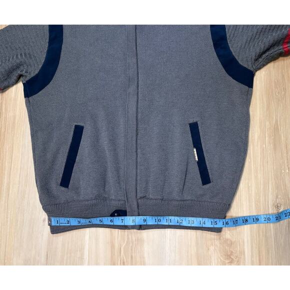 Geiger Men's Wool Bomber Jacket Vintage Grey Navy sz 52 EU or M / 42 US - Picture 10 of 11